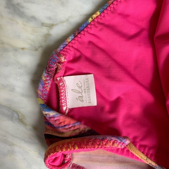 Alé by Alessandra Rainbow Patchwork Halter Fringe Bikini Tankini Top Size XS - Picture 4 of 5